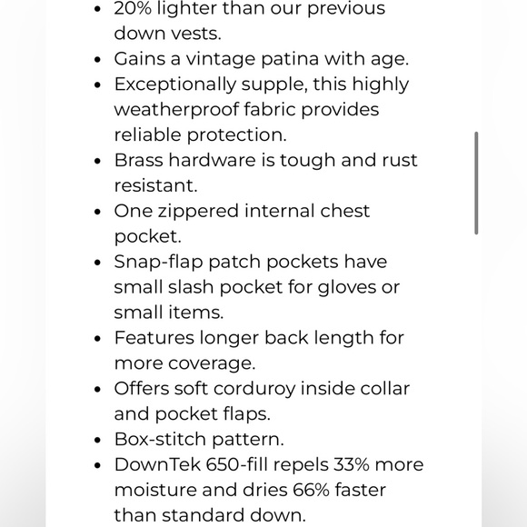 LL BEAN • upcountry waxed cotton down vest - Picture 6 of 6